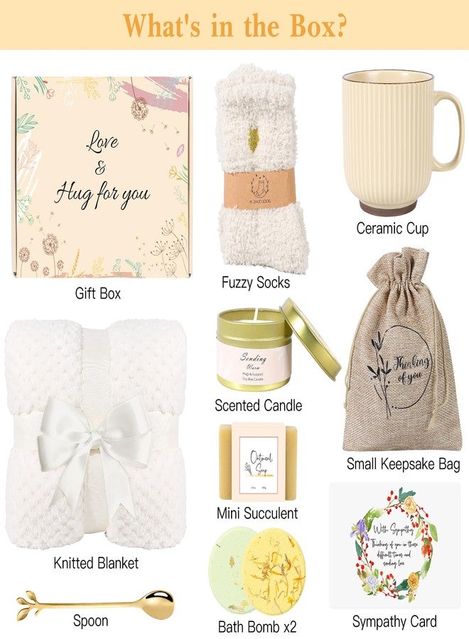 GiftPeak Sympathy Gift Baskets for Women, Care Package for Grieving Friend, Get Well Soon Gift Basket Thinking of You for Women Her Mom Sister Wife Girlfriend Best Friend Grandma Coworker (White) - Image 2